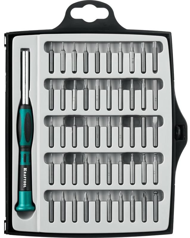 Отвёртка с битами для точных работ Kraftool Precision-51 25691, 51 предмет в кейсе - фото