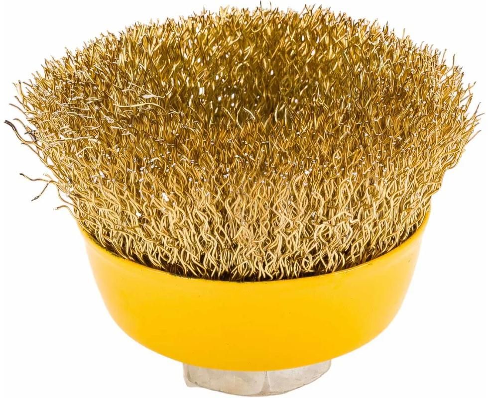 Щетка-крацовка чашечная для УШМ 60 мм, витая стальная латунированная проволока 0,3 мм Stayer Prof 35125-060_z01 - фото