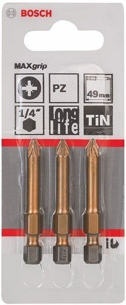 Бита Bosch POZIDRIV 1 TIN 49мм, 3 шт (2607001598) - фото