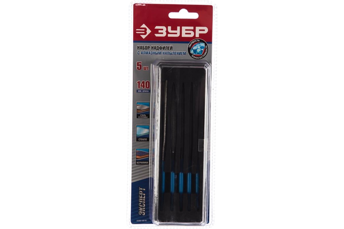 Набор алмазных надфилей 140х75 мм ЗУБР 33388-140-H5, 5 шт - фото