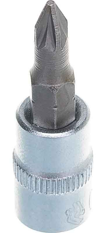 Насадка торцевая 1/4"DR с вставкой-битой PZ2 L-25 мм, Jonnesway S12H202 - фото