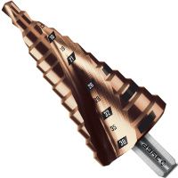 Сверло по металлу ступенчатое 6-38 мм, 12 ступеней, с винтовой проточкой Кобальт, 3Т хвостовик ЗУБР 29674-6-38-12, сталь Р6М5