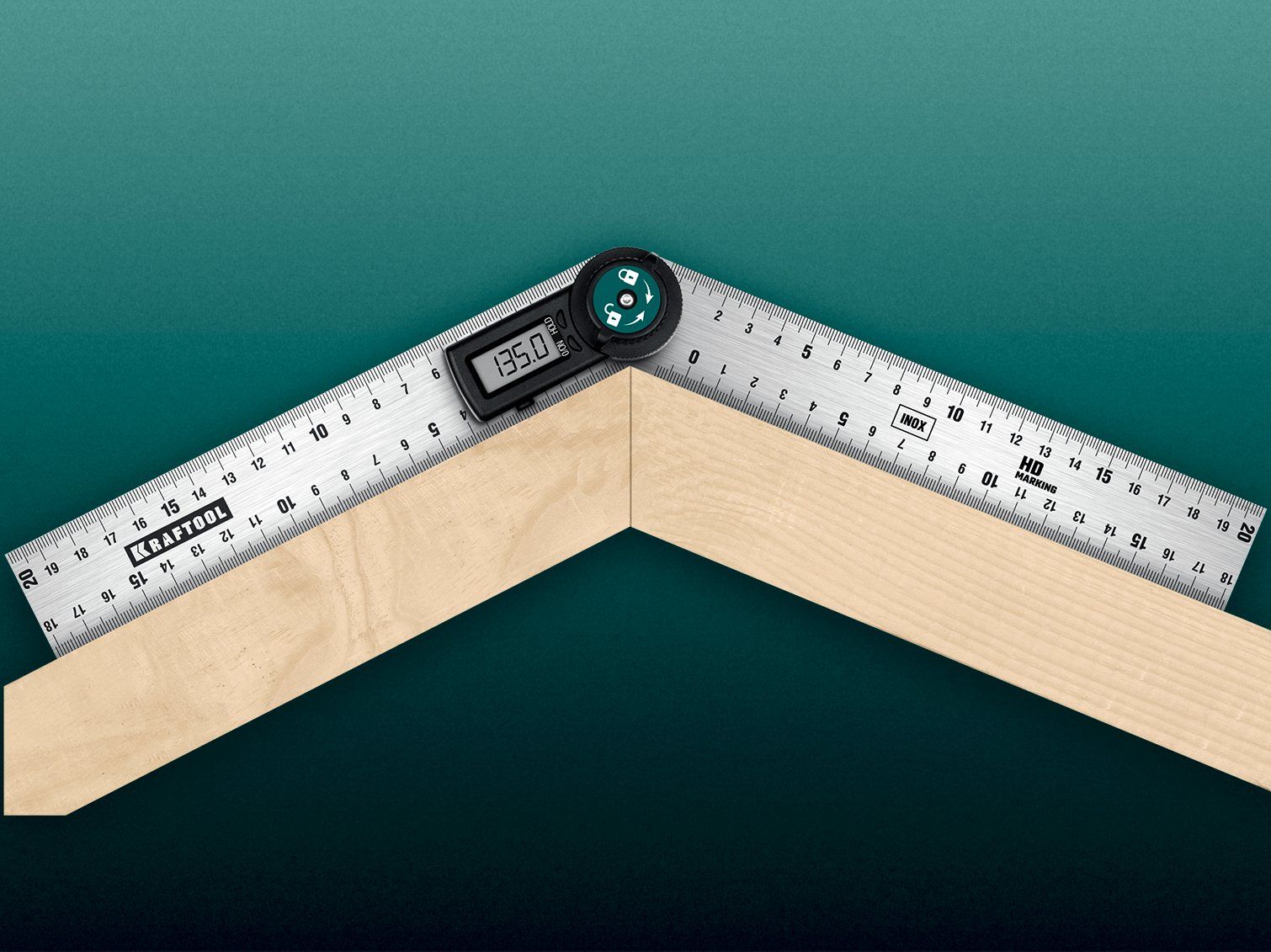 Транспортир-угломер электронный DPM-20 200 мм Kraftool 34682 - фото