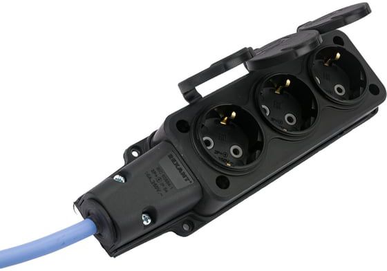 Морозостойкий силовой удлинитель 3 розетки 10 м 16 А IP54 КУБ PC-3GF-R-10(IP) - фото