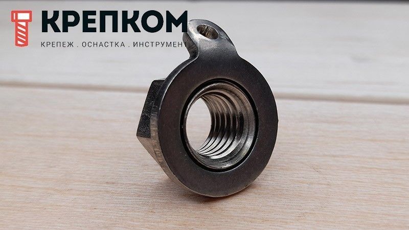 Гайка с вращающейся шайбой и ушком для фиксации 88153, нержавеющая сталь А2 - фото