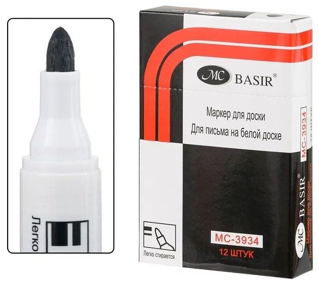 Маркер для белой доски 2,5-3 мм MC-3934, черный - фото