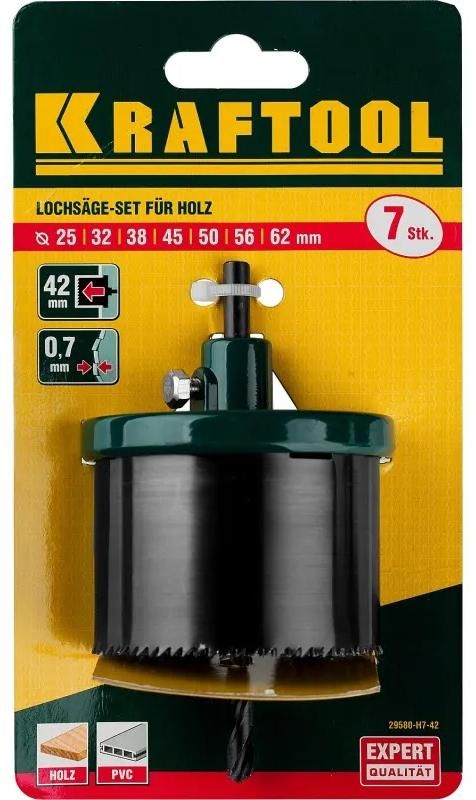 Пила по дереву кольцевая наборная, 7 полотен 25-62х42 мм Kraftool 29580-H7-42 - фото