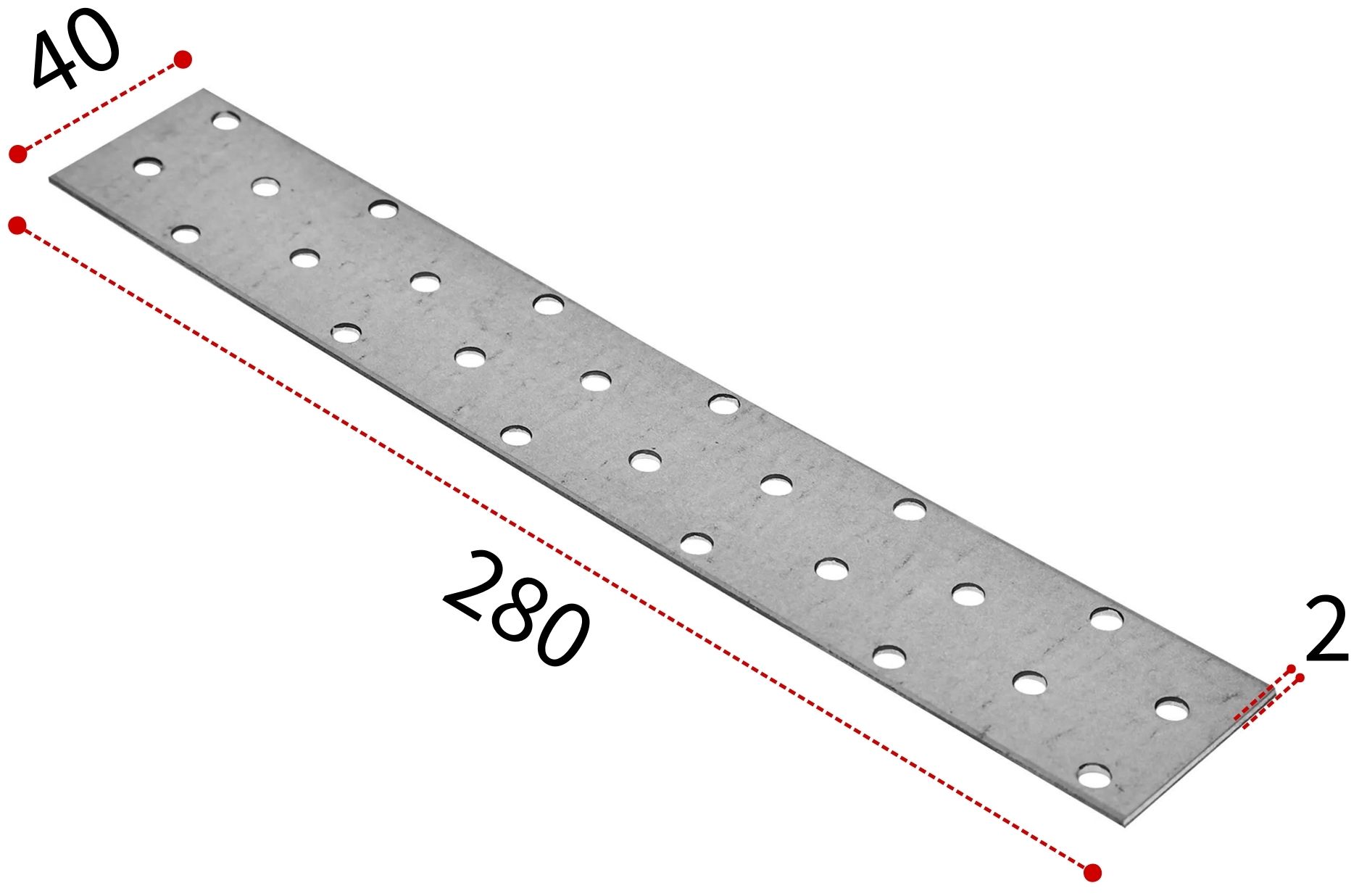 Пластина соединительная 40х280х2 мм ПС, оцинкованная сталь - фото