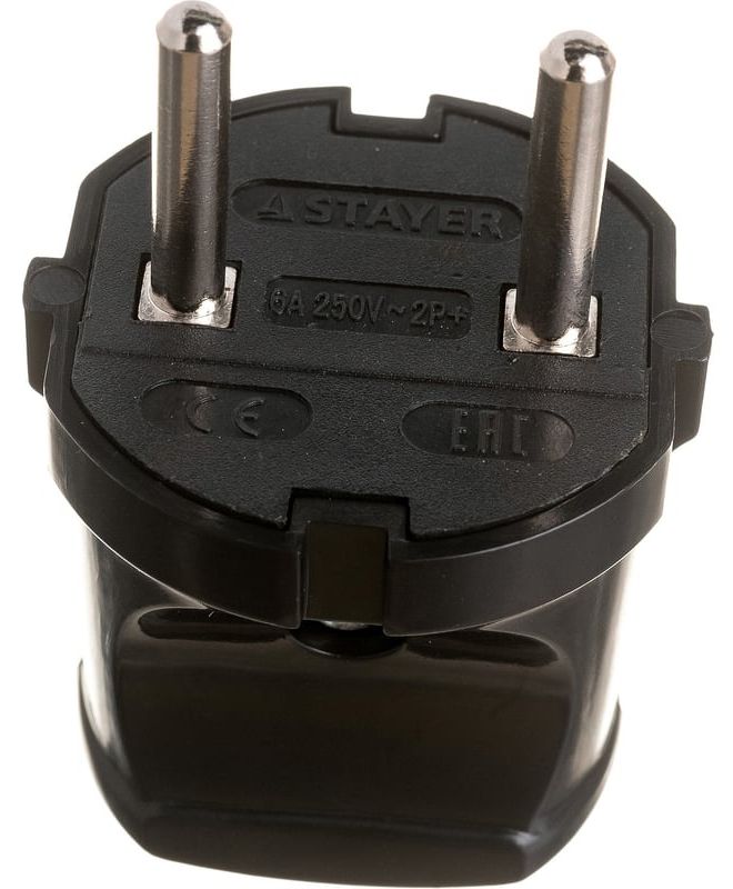 Вилка прямая 6 А/220 В 1300 Вт MaxElectro Master Stayer 55150-B, черная - фото