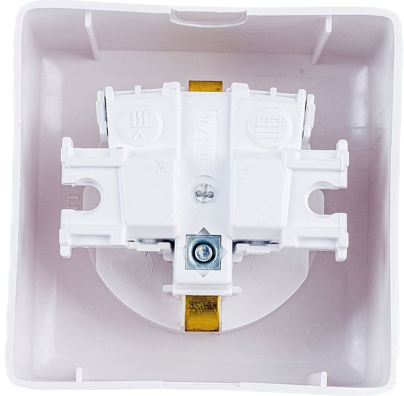 Розетка белая 1-м. ОП 16А IP20 250В с заземлением и защитными шторками Хит Systeme Electric RA16-138-B - фото