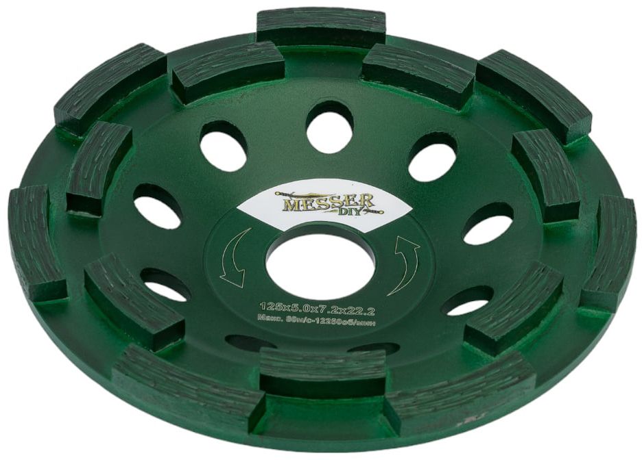 Чашка шлифовальная двухрядная алмазная 125 мм по бетону и граниту Messer 05.125.002 - фото