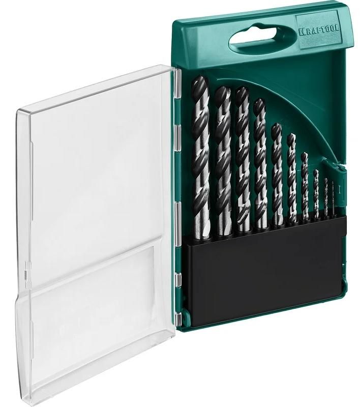 Набор сверл по металлу 1-10 мм HSS-G M2 Kraftool 29651-H10, 10 шт - фото