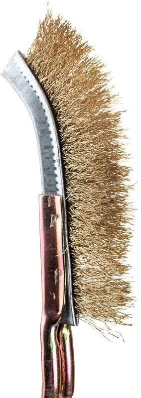 Щетка-мини гофрированная ручная изогнутая 250 мм FIT 38449, латунированная сталь - фото