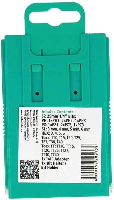 Набор бит торсионных 25 мм C1/4" для винтоверта Heller 28913, 32 предмета в кейсе - фото