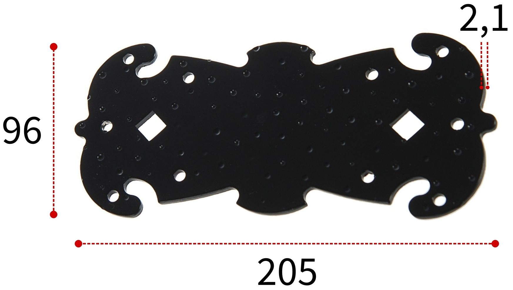 Пластина крепежная фигурная 205х96х2,1 мм, черная - фото