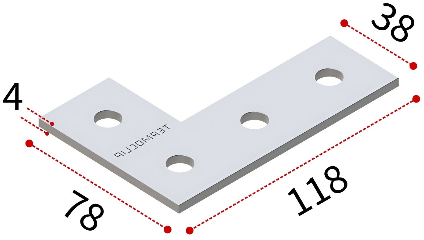 Пластина соединительная L-образная для профиля 38-41 4F4 TERMOCLIP - фото
