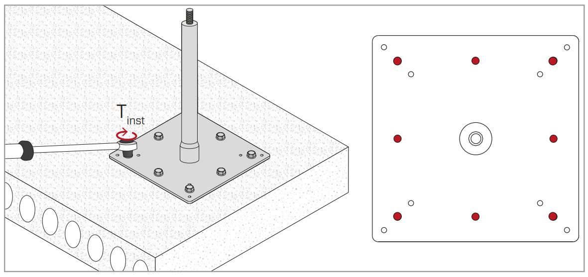 Крепеж для опоры TOWER XL на конструкции из газобетона BEFTOWERXL1, оцинкованная сталь - фото