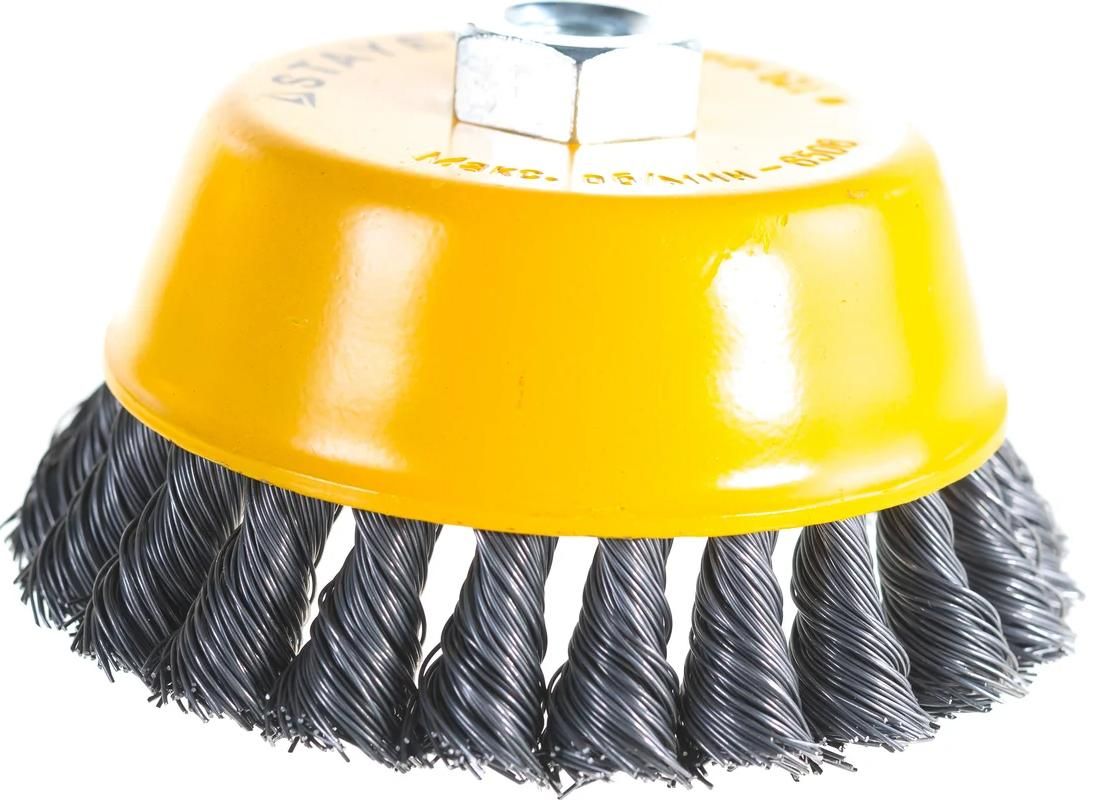 Щетка-крацовка чашечная для УШМ, жгутированная стальная проволока 0,5 мм Stayer Prof  - фото