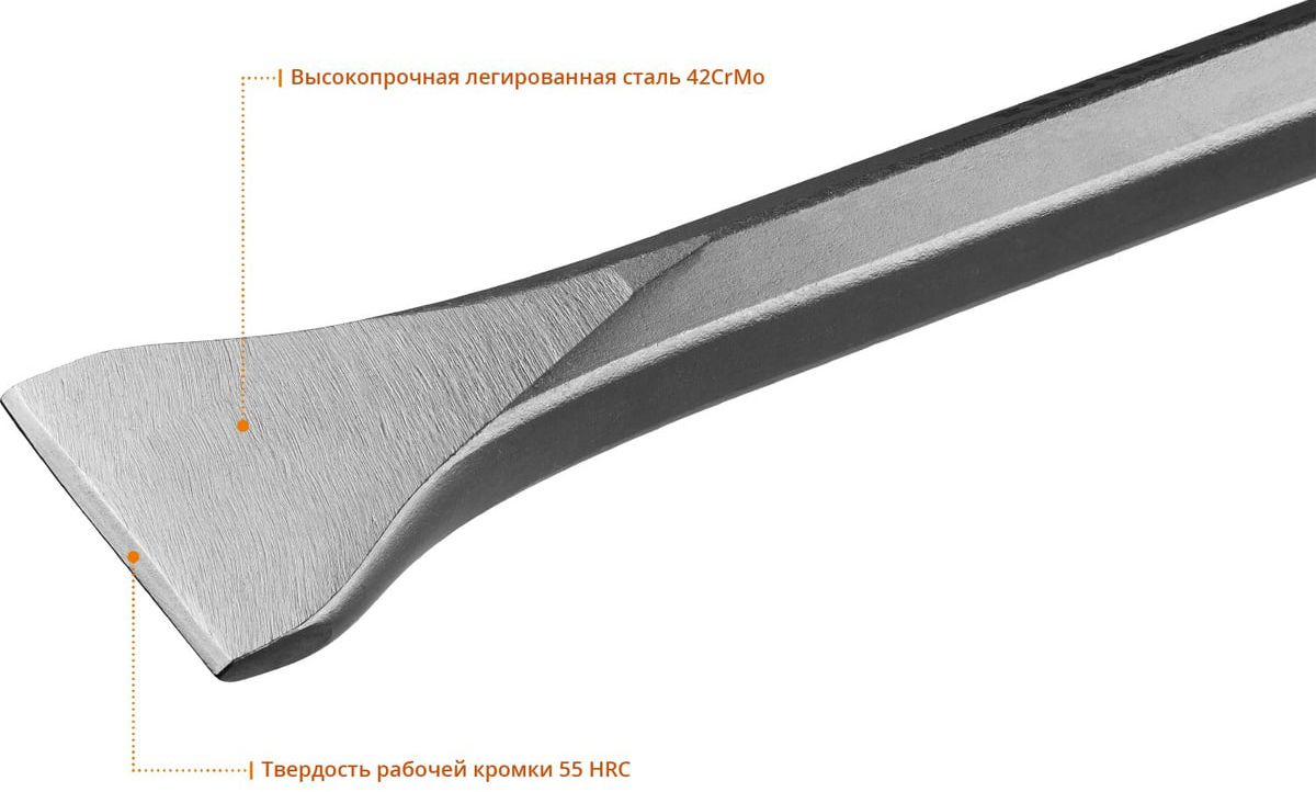 Зубило лопаточное 75х400 мм HEX 28 Alligator Kraftool, 29341-75-400 - фото