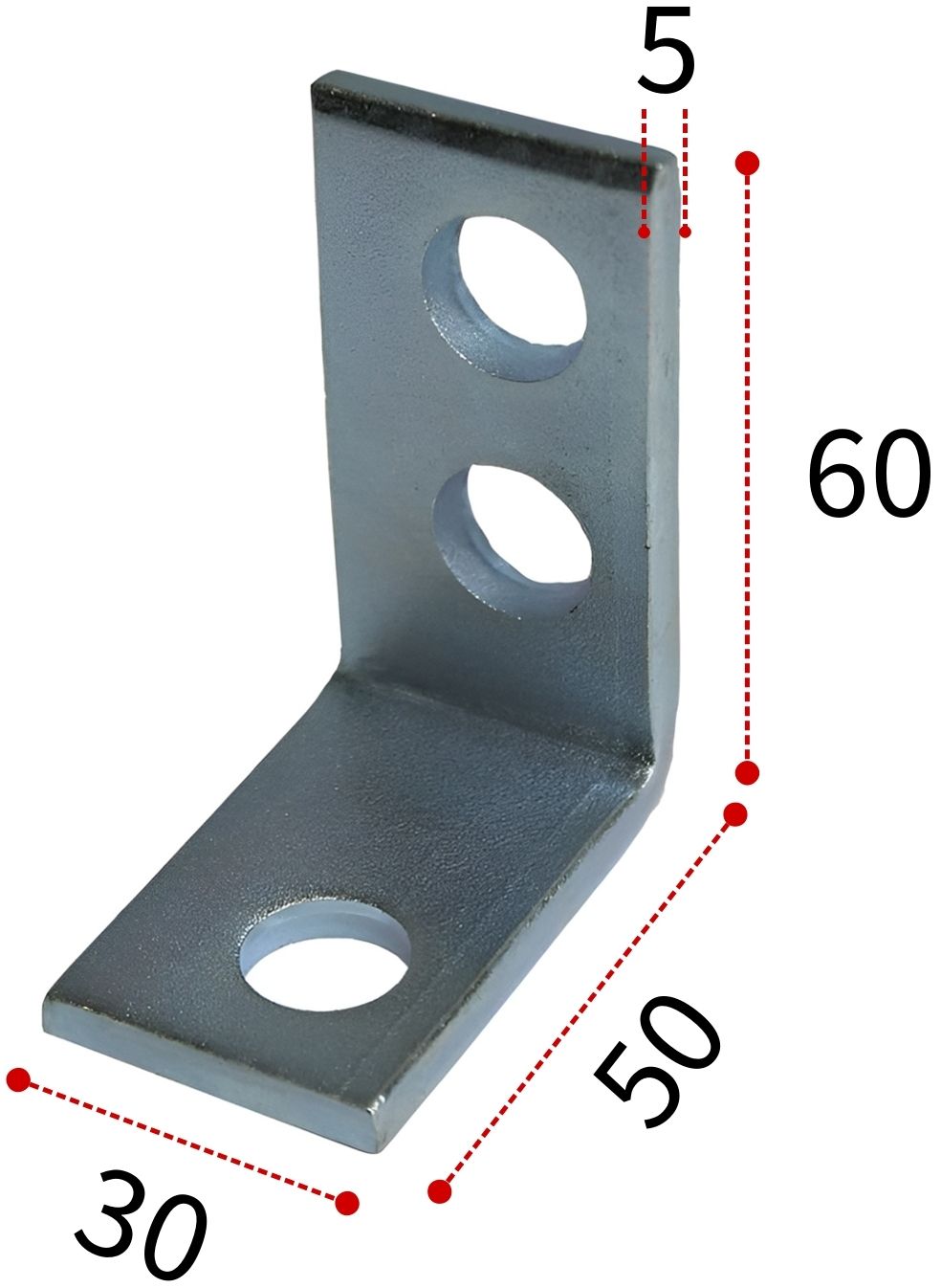 Крепежный уголок 60х50х30х5 мм ПТ, оцинкованный - фото