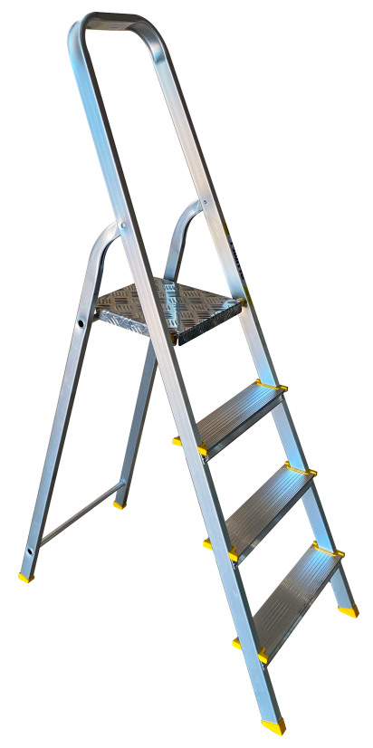 Стремянка анодированная 4 ступени Алюмет APA7004, алюминий - фото