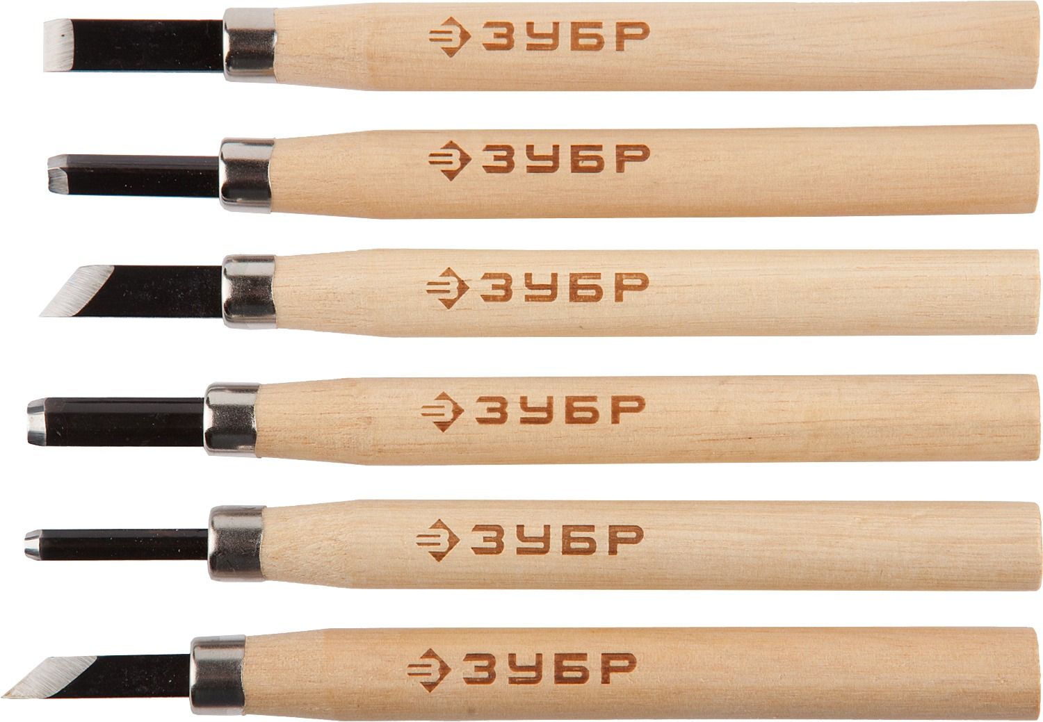 Набор резцов фигурных по дереву ЗУБР 18375-H6, сталь У8А, 6 предметов в блистере - фото