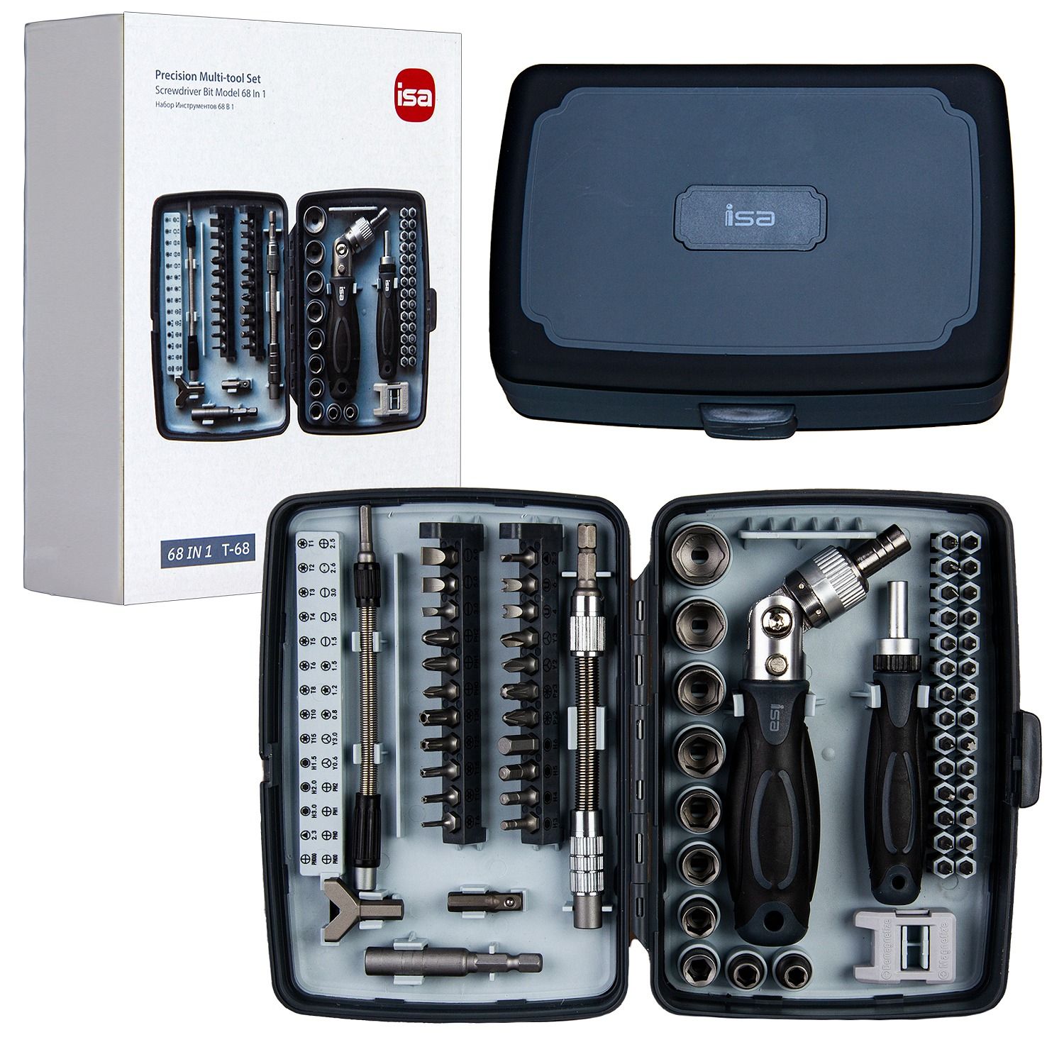 Набор инструментов mini 68 в 1 ISA T-68, IS611120 - фото