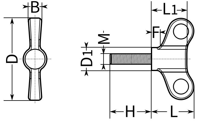Ручка-винт М6х40 U84, пластик - фото