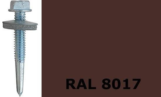 Изображение товара Саморез кровельный 5,5х25 мм с увеличенным сверлом РТ-5 и EPDM шайбой, RAL 8017 (шоколадно-коричневый)