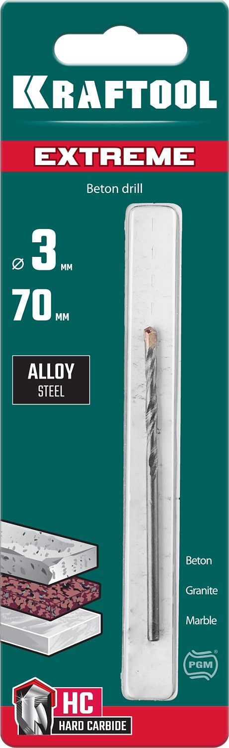 Сверло по бетону трехгранный хвостовик Extreme Kraftool - фото