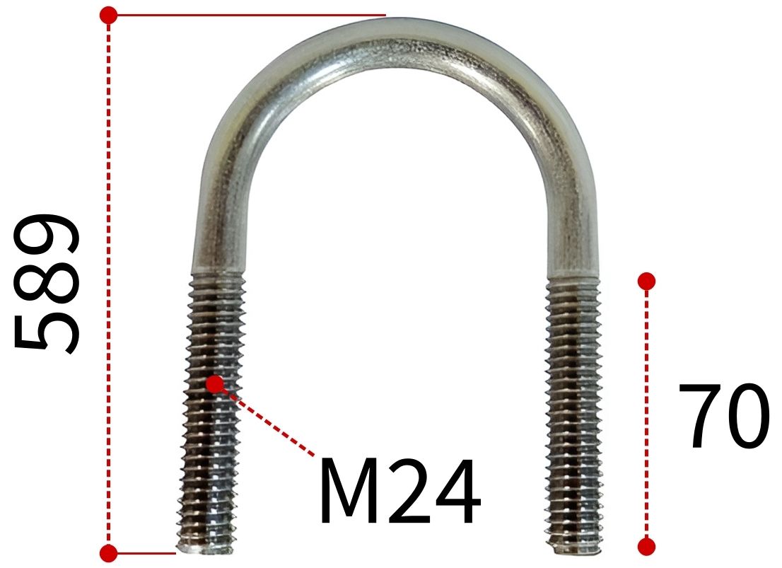 Скоба U-образная 530 под трубу диаметром 500 мм DIN 3570 form A, нержавеющая сталь А4 - фото