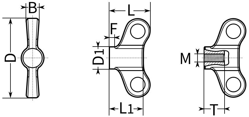 Ручка лепестковая М6 U83-61, пластик - фото