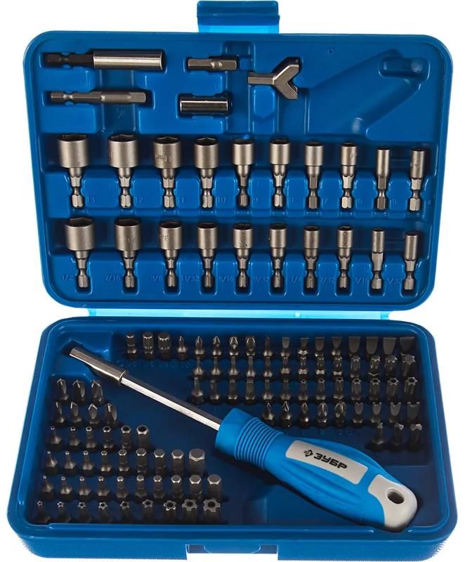 Набор бит Cr-Mo ЗУБР Эксперт 26096-H122, 120 шт в кейсе  - фото