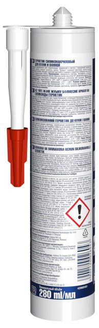 Герметик силиконакриловый для кухни и ванной TYTAN Professional 16159, 280 мл, белый - фото