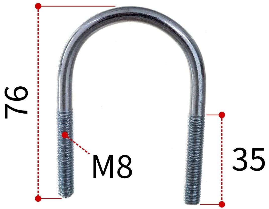 Скоба U-образная 1 1/4" под трубу 33-42 мм и резьбой М8, оцинкованная сталь W1 - фото