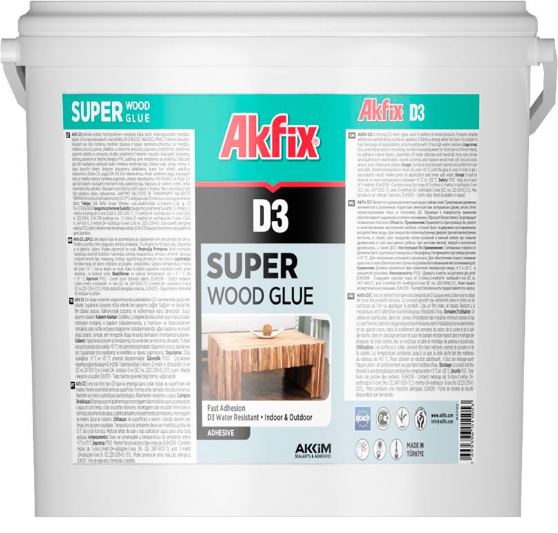 Клей ПВА 10 кг D3, Akfix AP310, белый - фото