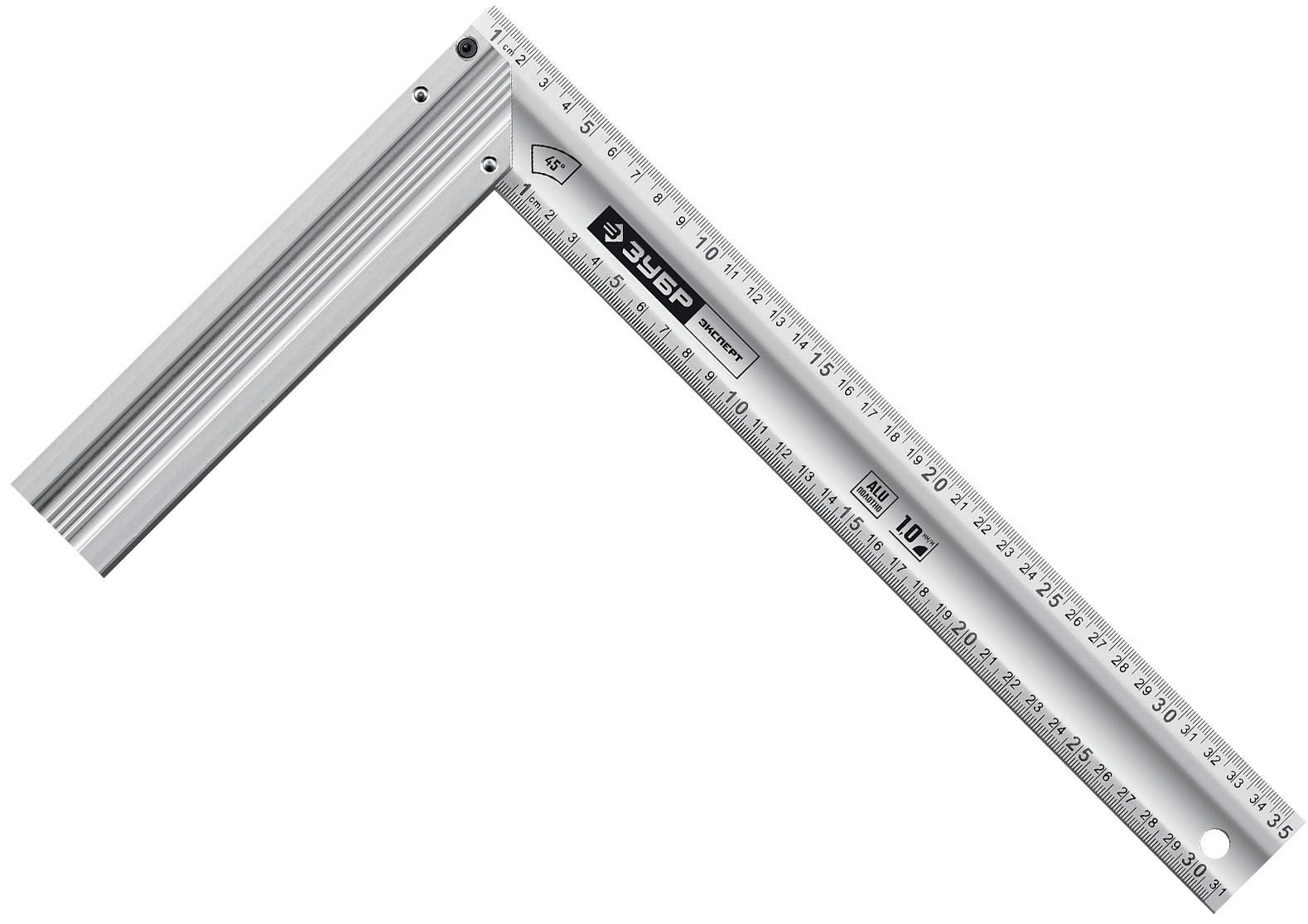 Угольник столярный жёсткий усиленный 350 мм ЗУБР Эксперт 34392-35, алюминий - фото