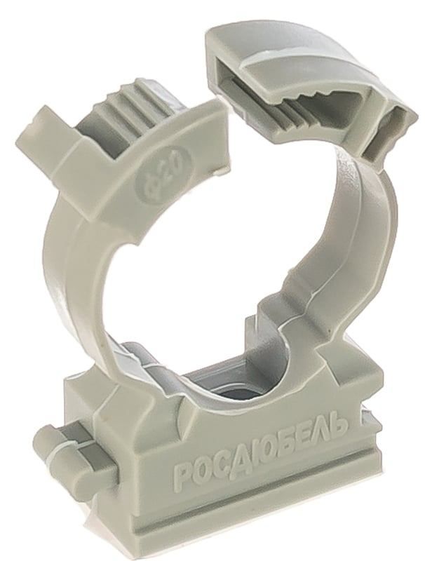 Клипса для труб одинарная с замком Росдюбель, нейлон - фото