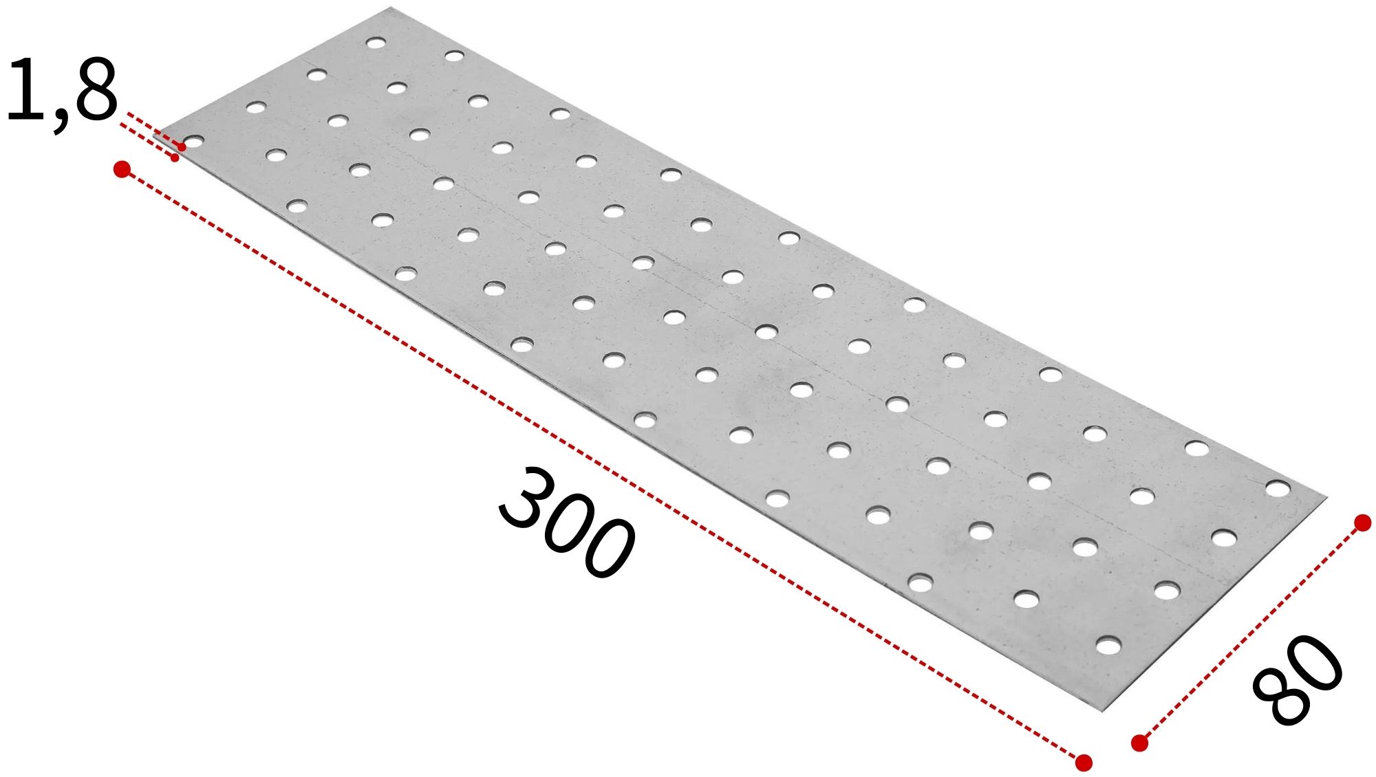 Изображение товара Пластина соединительная 80х300 мм ПС из оцинкованной стали