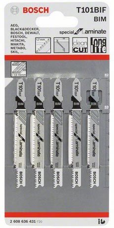 Изображение товара Пилки для лобзика Bosch T101BIF BIM 59 мм 5 шт расходный материал