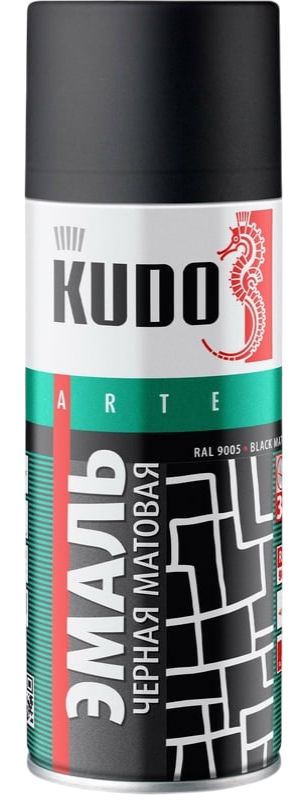 Эмаль универсальная 520 мл Kudo KU-1102, черная матовая - фото