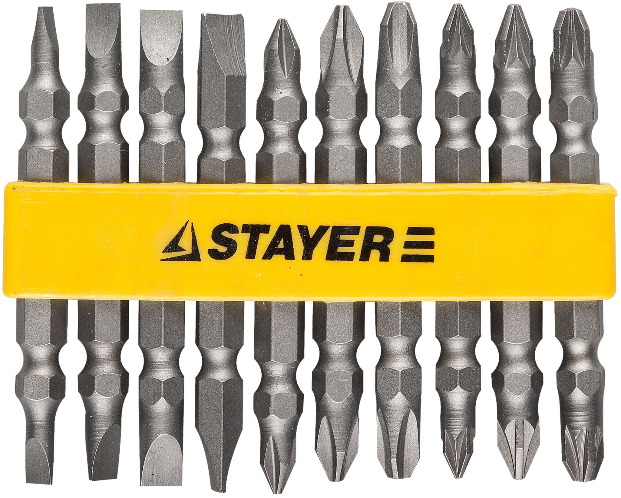 Набор бит двусторонних 65 мм E1/4" Stayer Master 2605-H10_z01, сталь Cr-V, 10 предметов - фото