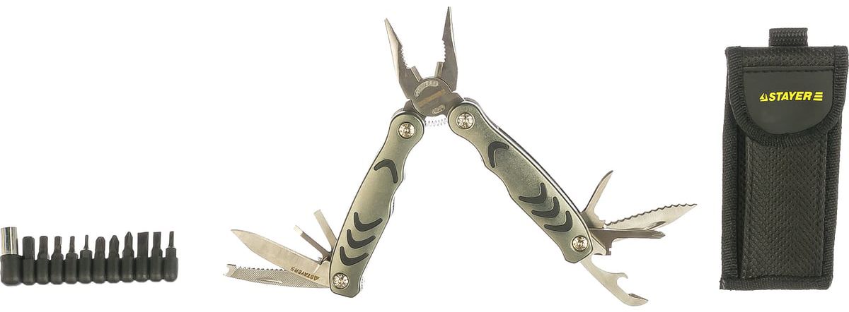 Инструмент многофункциональный мультитул 12 в 1 с битами Professional Stayer 22852 - фото