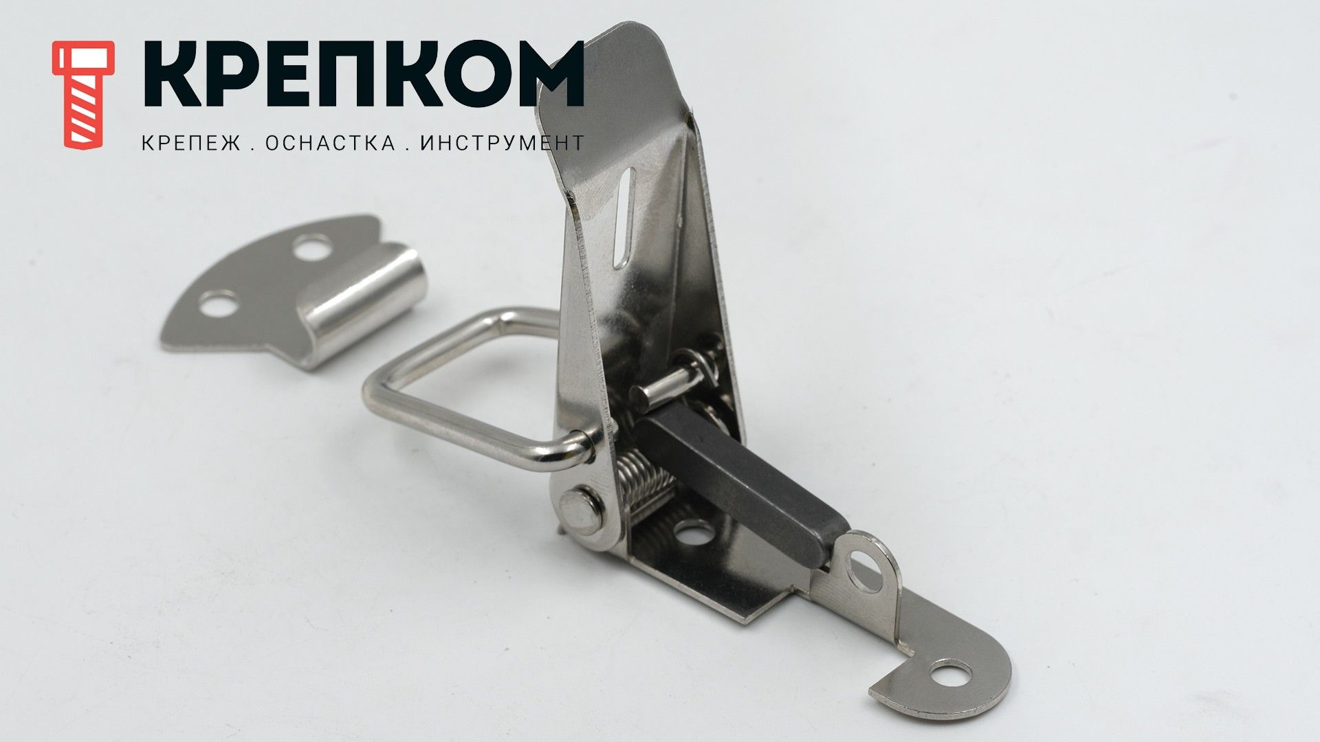 Замок-защелка с ушком L=90 004, нержавеющая сталь А2 - фото