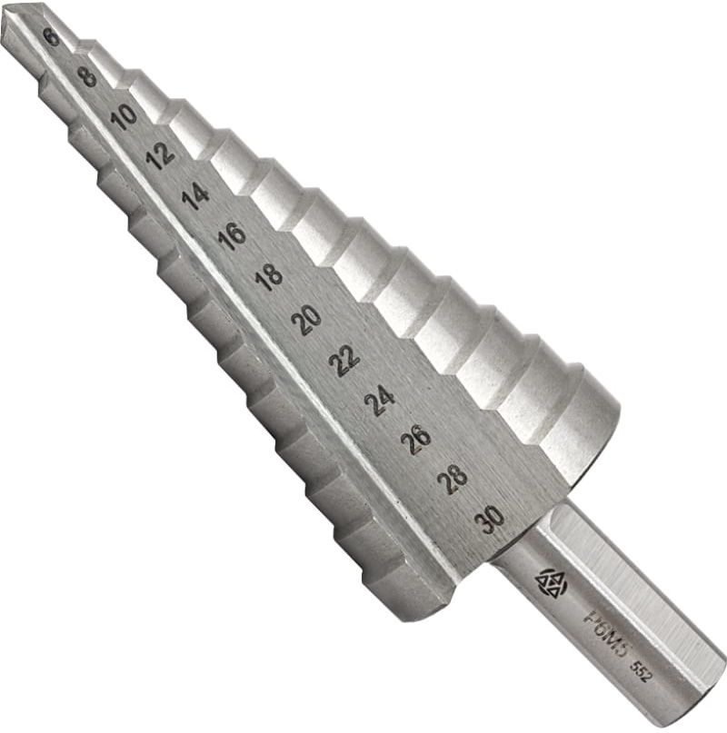 Сверло по металлу ступенчатое 6-20 мм Р6М5 TiN Волжский инструмент 5016005, в пластиковой упаковке - фото