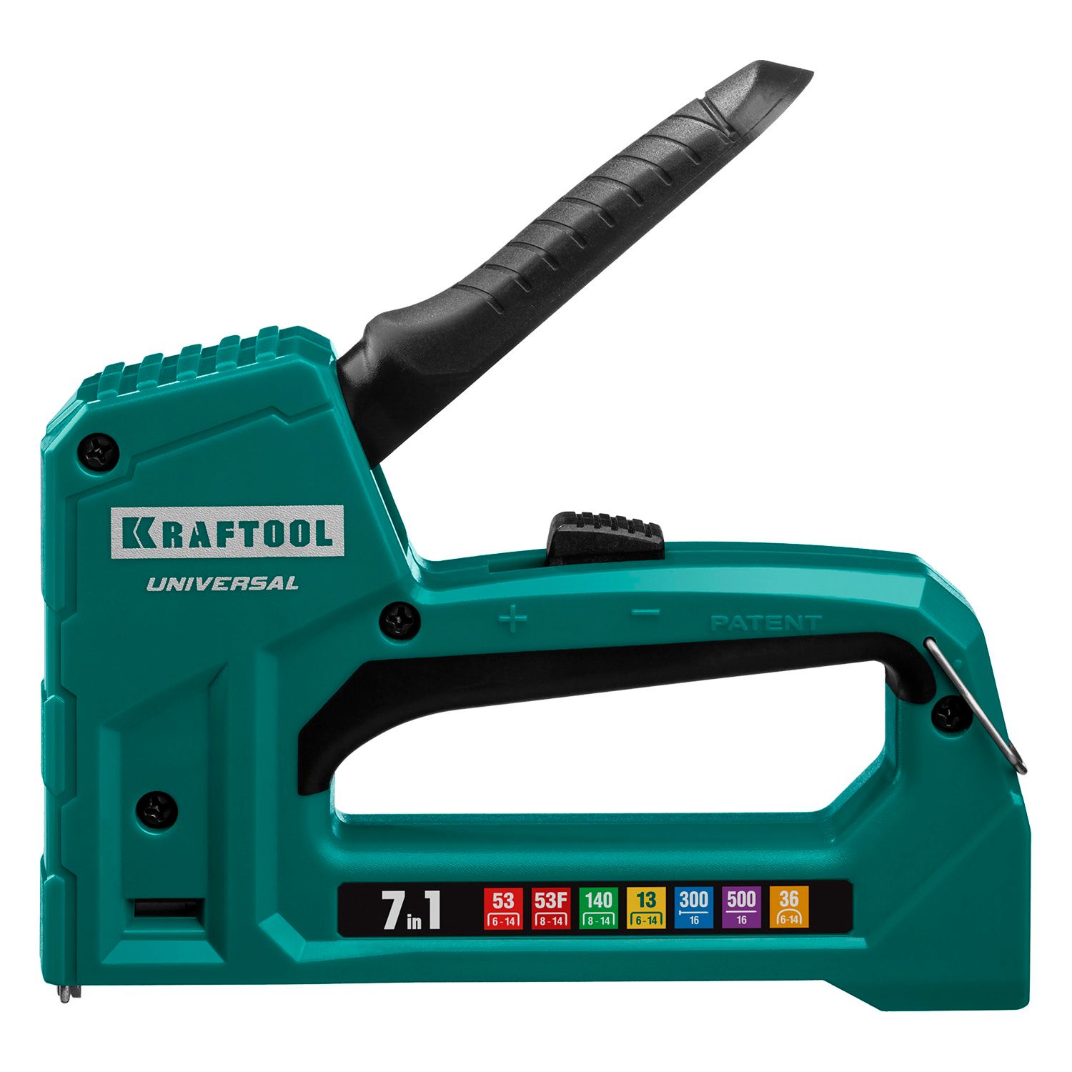 Степлер 7-в-1: тип 53 (6-14 мм)/140 (8-14 мм)/13/ 53F/36/500 Universal Kraftool 31524 - фото