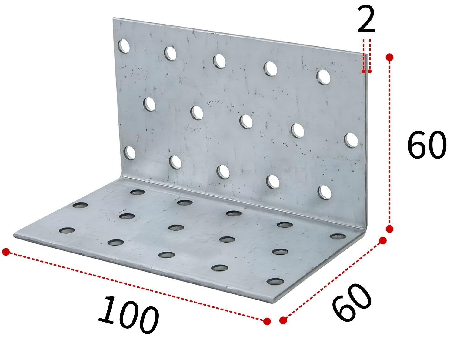 Уголок крепежный 60х60х100 мм, горячий цинк - фото