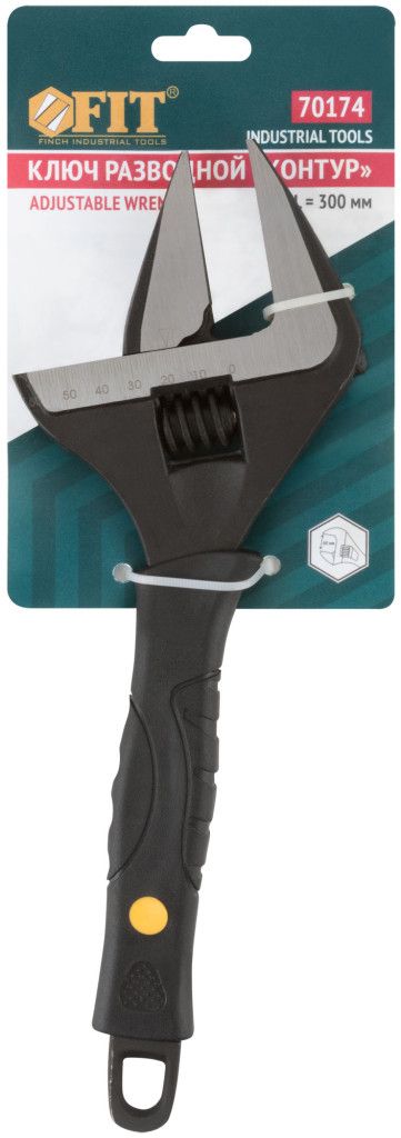 Ключ разводной 300 мм, увеличенный захват, узкие губки FIT Контур 70174 - фото