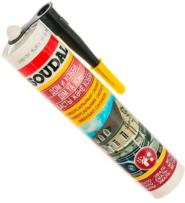 Герметик силиконовый универсальный 280 мл Soudal 109840 чёрный - фото