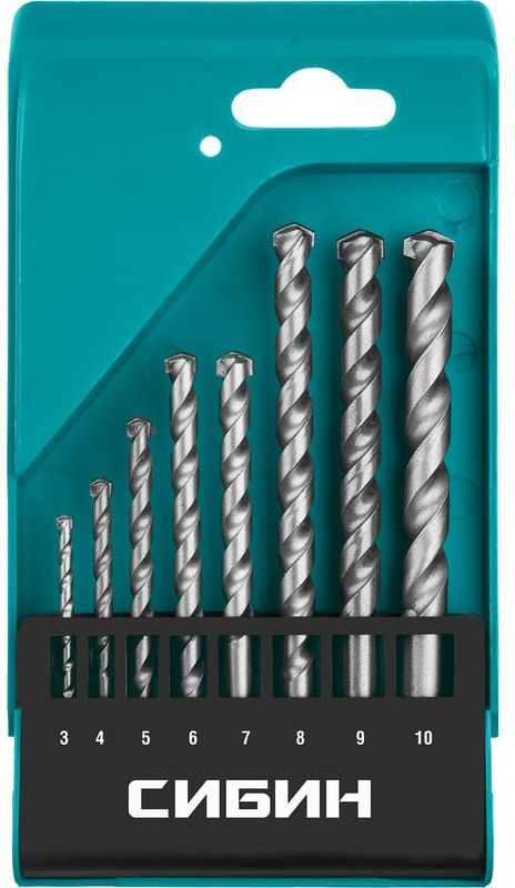 Набор сверл по бетону СИБИН, цилиндрический хвостовик - фото